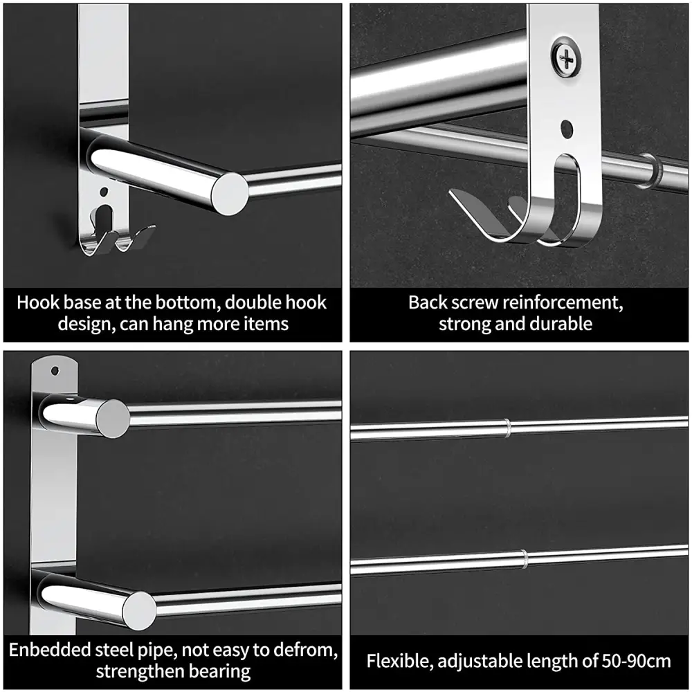 Stretchable 45-75 cm Towel Bar for Bathroom and Kitchen (Three Bars) - Home & Garden > DIY > Kitchen & Bathroom DIY