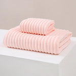 Striped Model Pink Luxury White Bath Towel and Hand Towel Set - Ultra Soft and Absorbent - Home & Garden > Bathroom