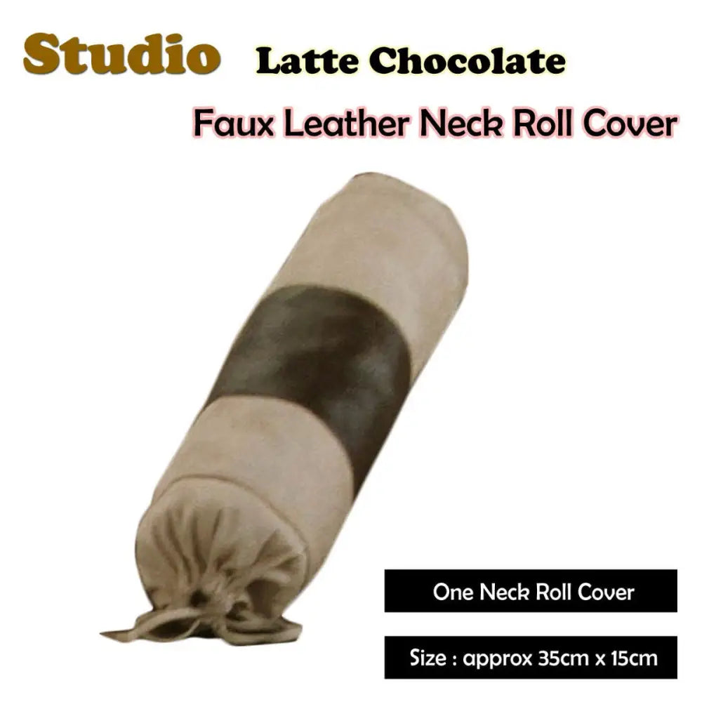 Studio Latte Chocolate Faux Leather - Neckroll Cover - Home & Garden > Bedding