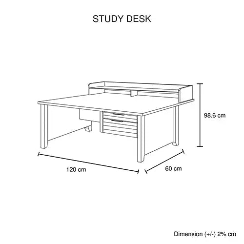 Study Desk with 2 Drawers Natural Wood like MDF Office Desk Table - Furniture > Office