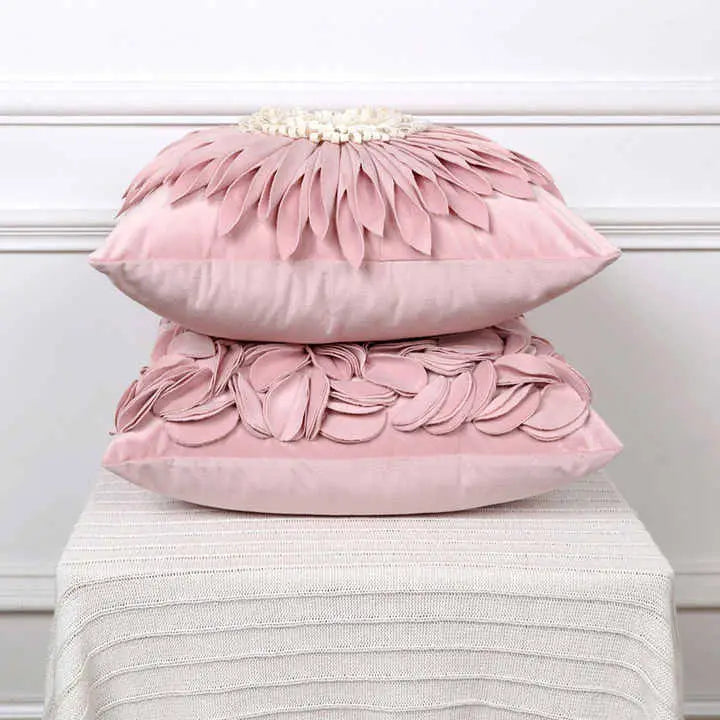 Style 2 Pink 3D Floral Cushion Covers - Modern Luxury Decorative Throw Pillow Covers for Living Room(Without Pillow