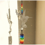 (Style C)2 PCS Hummingbird Metal Suncatcher with Crystal Accents - for Window or Wall Indoor Hanging Ornament