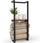 Stylish Bathroom Towel Storage Rack with Wooden Shelves - Home & Garden > DIY > Kitchen & Bathroom DIY