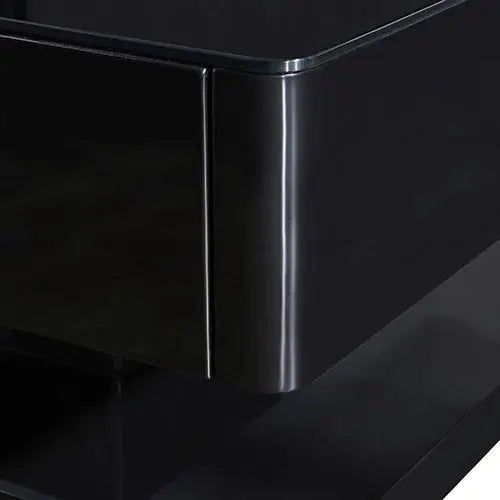 Stylish Coffee Table High Gloss Finish in Shiny Black Colour with 4 Drawers Storage - Furniture > Living Room