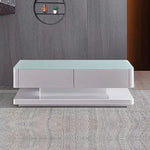 Stylish Coffee Table High Gloss Finish Shiny White Colour with 4 Drawers Storage - Furniture > Living Room
