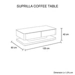 Stylish Coffee Table High Gloss Finish Shiny White Colour with 4 Drawers Storage - Furniture > Living Room