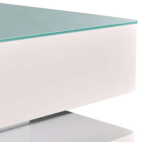 Stylish Coffee Table High Gloss Finish Shiny White Colour with 4 Drawers Storage - Furniture > Living Room