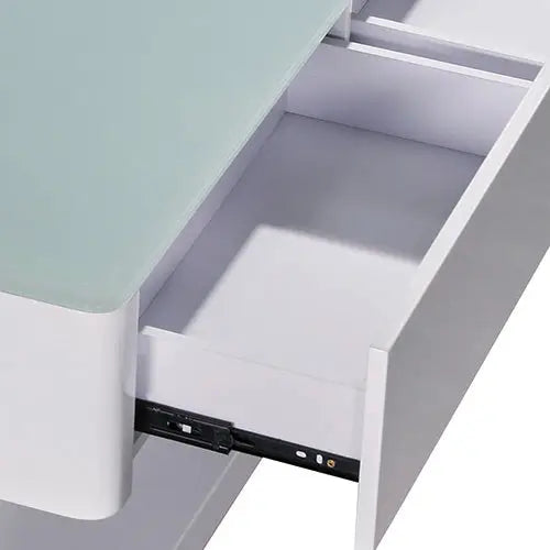 Stylish Coffee Table High Gloss Finish Shiny White Colour with 4 Drawers Storage - Furniture > Living Room
