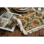 Sunflower Table Runner with Fringe - Jacquard Woven Cotton Blend (30x160cm) - Home & Garden > Decor > Vases & Table