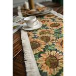 Sunflower Table Runner with Fringe - Jacquard Woven Cotton Blend (30x160cm) - Home & Garden > Decor > Vases & Table
