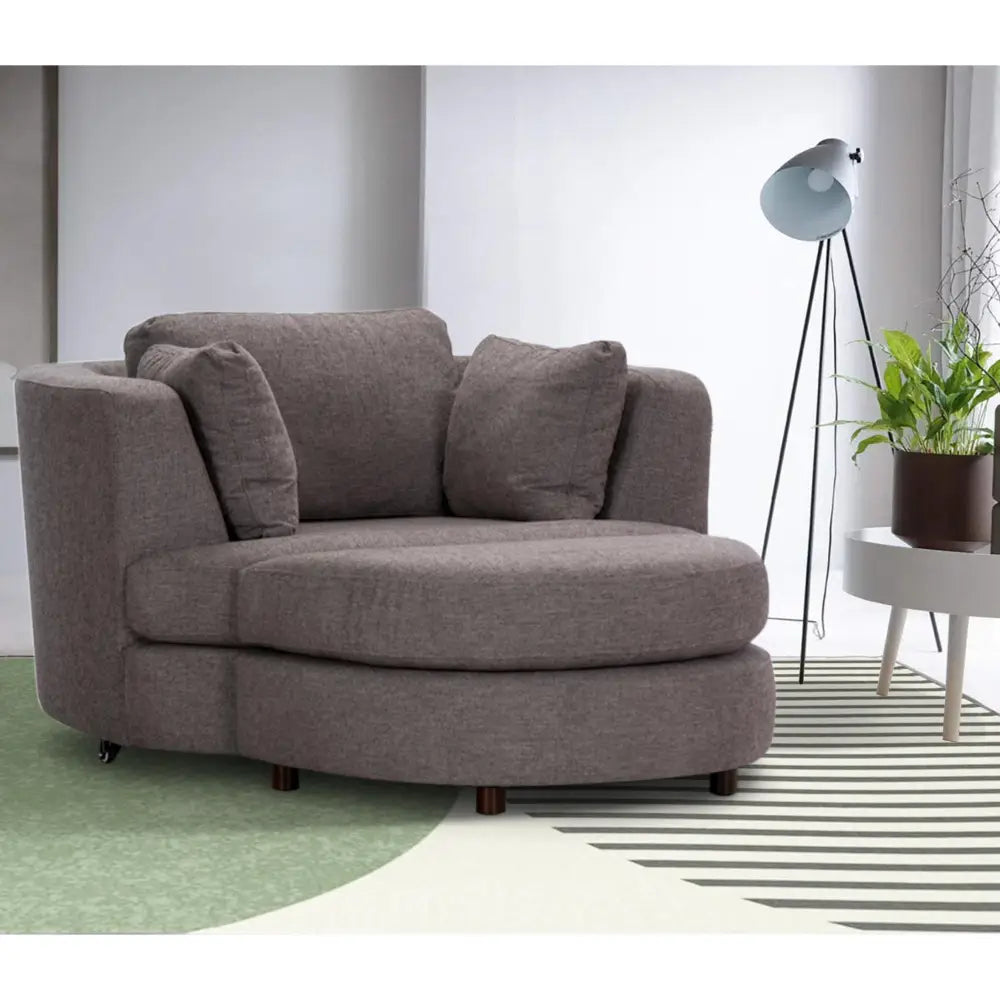 Sunshine Single Sofa Chair Fabric Swivel Ottoman - Grey - Furniture > Bar Stools & Chairs > Arm Chairs & Recliners