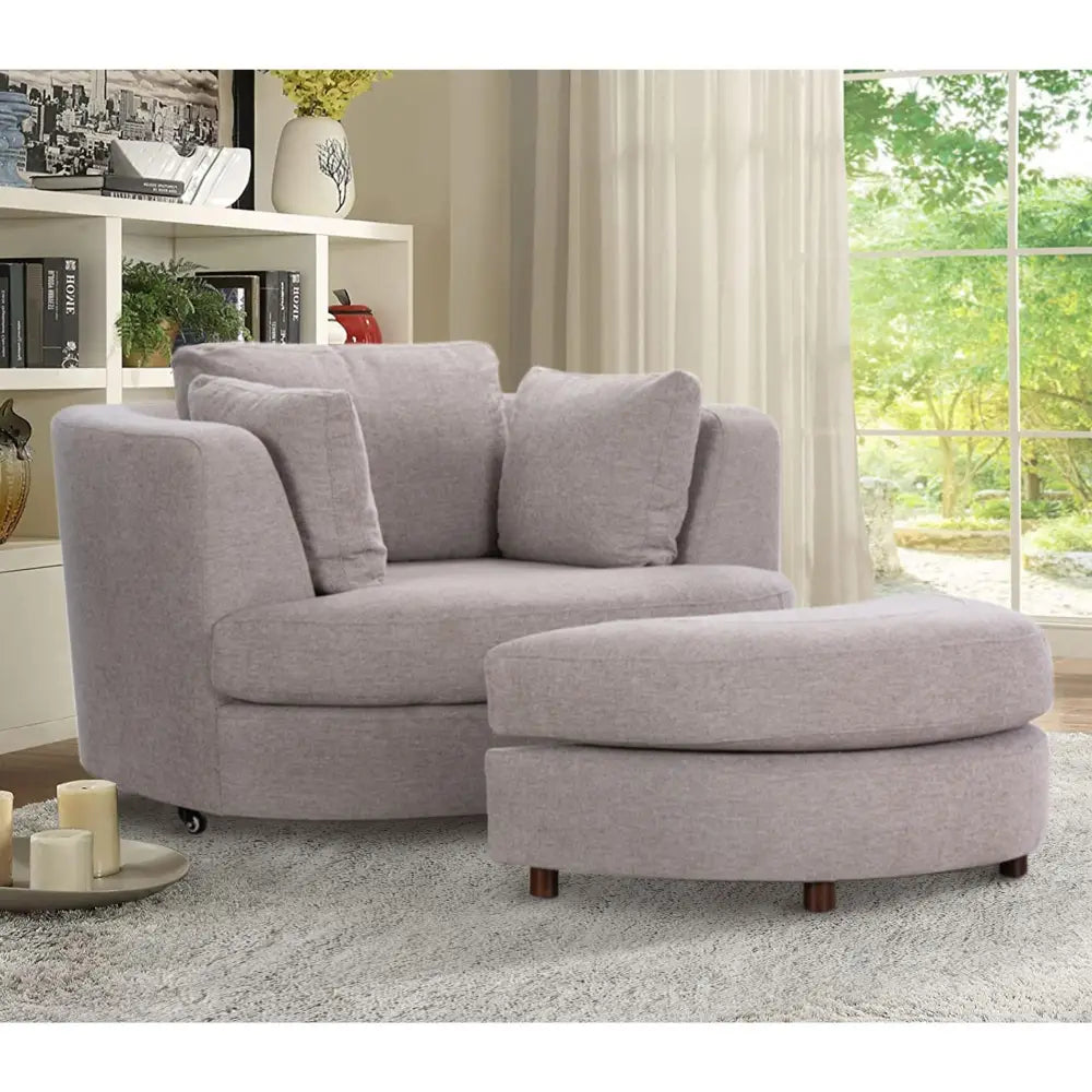 Sunshine Single Sofa Love Chair Fabric Swivel Armchair - Steel - Furniture > Sofas