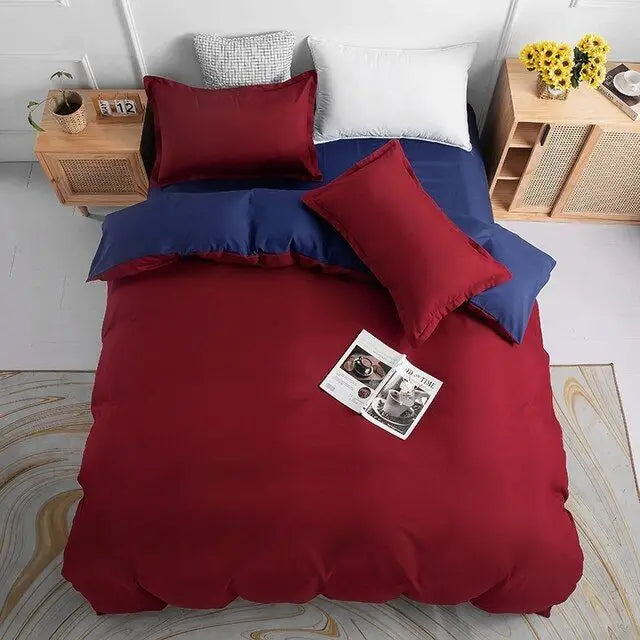 Super King 1000TC Reversible Duvet Quilt Cover Set - Blue and Red - Home & Garden > Bedding > Duvet Covers