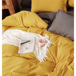 Super King 1000TC Reversible Duvet Quilt Cover Set - Yellow and Grey - Home & Garden > Bedding > Duvet Covers