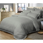 1000TC Ultra Soft Striped Super King Size Grey Duvet Quilt Cover Set - Home & Garden > Bedding > Duvet Covers