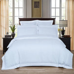 Super King 1000TC Ultra Soft Striped King Duvet Quilt Cover Set - White - Home & Garden > Bedding > Duvet Covers