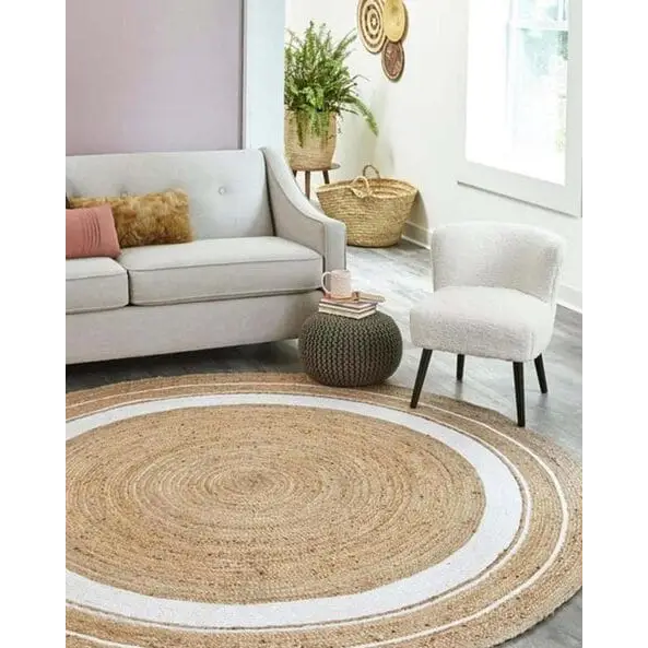Sustainable Jute Round Rug | Decorative Floor 120 cm Rug - Home & Garden > Rugs