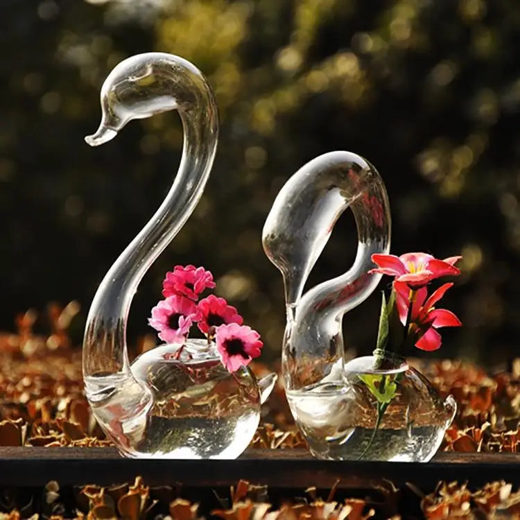 Swan Flower Vases - Home Decor Wedding Gifts Glass Crafts - Home & Garden > Decor > Vases & Table Decor