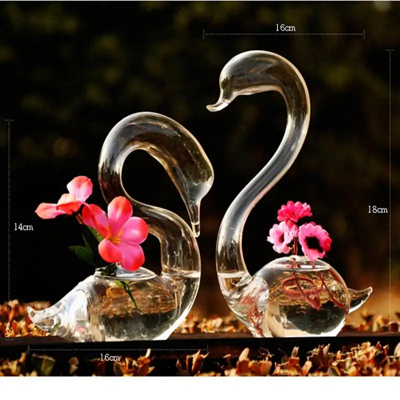 Swan Flower Vases - Home Decor Wedding Gifts Glass Crafts - Home & Garden > Decor > Vases & Table Decor