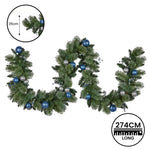 Swishmas 274cm Blue Collection Multicolour Pre-Lit Christmas Garland - Occasions > Christmas > Christmas Wreaths &