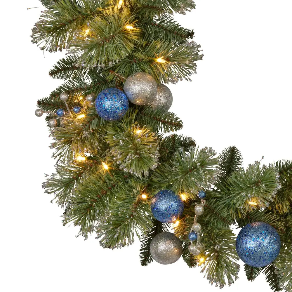 Swishmas 274cm Blue Collection Multicolour Pre-Lit Christmas Garland - Occasions > Christmas > Christmas Wreaths &