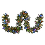 Swishmas 274cm Blue Collection Multicolour Pre-Lit Christmas Garland - Occasions > Christmas > Christmas Wreaths &