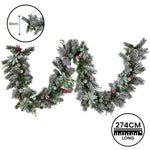 Swishmas 274cm Snowy Crown Pine Pre-Lit Multicolour Christmas Garland - Occasions > Christmas > Christmas Wreaths &