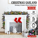 Swishmas 274cm Snowy Crown Pine Pre-Lit Multicolour Christmas Garland - Occasions > Christmas > Christmas Wreaths &