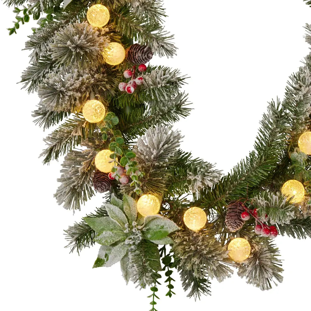 Swishmas 274cm Snowy Crown Pine Pre-Lit Multicolour Christmas Garland - Occasions > Christmas > Christmas Wreaths &