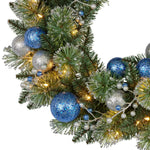 Swishmas 61cm Blue Collection Multicolour Pre-Lit Christmas Wreath - Occasions > Christmas > Christmas Wreaths &