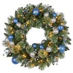 Swishmas 61cm Blue Collection Multicolour Pre-Lit Christmas Wreath - Occasions > Christmas > Christmas Wreaths &