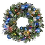 Swishmas 61cm Blue Collection Multicolour Pre-Lit Christmas Wreath - Occasions > Christmas > Christmas Wreaths &