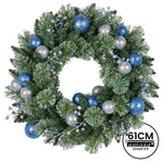Swishmas 61cm Blue Collection Multicolour Pre-Lit Christmas Wreath - Occasions > Christmas > Christmas Wreaths &