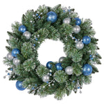 Swishmas 61cm Blue Collection Multicolour Pre-Lit Christmas Wreath - Occasions > Christmas > Christmas Wreaths &