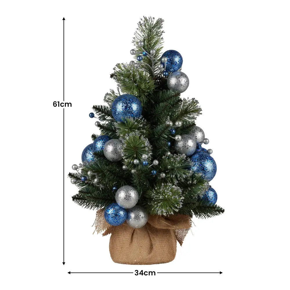 Swishmas 61cm Blue Collection Pre-Lit Tabletop Christmas Tree - Occasions > Christmas > Christmas Trees