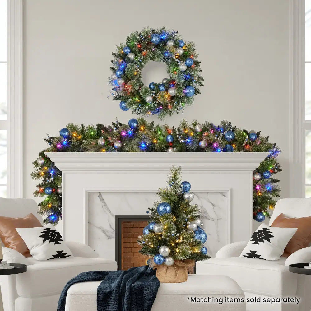 Swishmas 61cm Blue Collection Pre-Lit Tabletop Christmas Tree - Occasions > Christmas > Christmas Trees