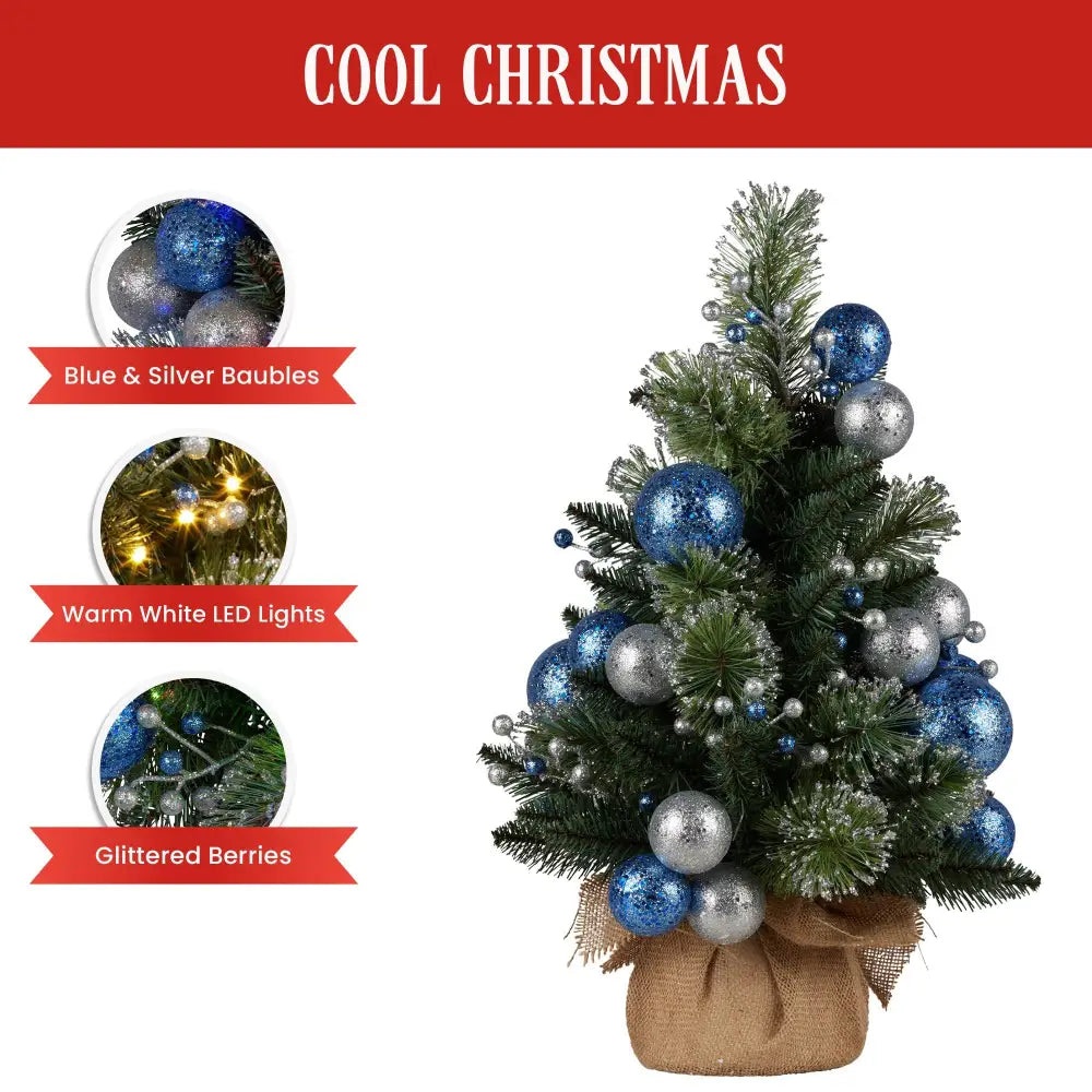 Swishmas 61cm Blue Collection Pre-Lit Tabletop Christmas Tree - Occasions > Christmas > Christmas Trees