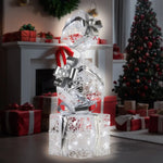 Swishmas 83cm Triple Christmas Silver Giftbox Stack Display with Lights - Occasions > Christmas > Christmas Decorations