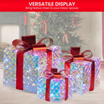 Swishmas Set of 3 Christmas Gift Boxes With Lights - Clear Shimmer With Red Bows - Occasions > Christmas > Christmas
