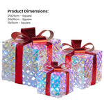 Swishmas Set of 3 Christmas Gift Boxes With Lights - Clear Shimmer With Red Bows - Occasions > Christmas > Christmas