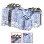 Swishmas Set Of 3 Christmas Gift Boxes With Lights With Jewelled Wire And Silver Bows - Occasions > Christmas >