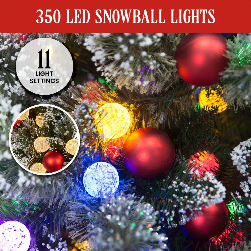 Swishmas Snowy Bristle 2.3m Multicolour Pre-Lit Christmas Tree with 1587 Tips - Occasions > Christmas > Christmas Trees