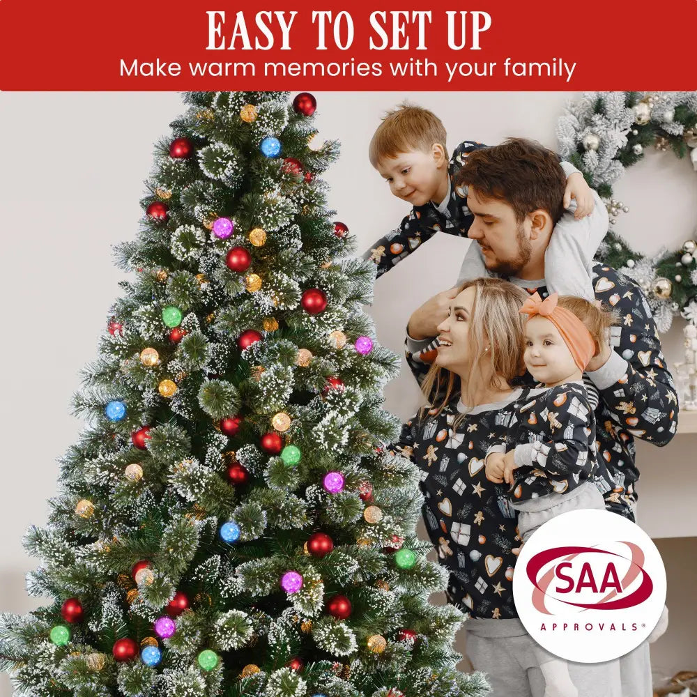 Swishmas Snowy Bristle 2.7m Multicolour Pre-Lit Christmas Tree with 2870 Tips - Occasions > Christmas > Christmas Trees