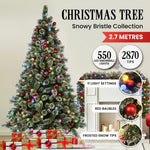 Swishmas Snowy Bristle 2.7m Multicolour Pre-Lit Christmas Tree with 2870 Tips - Occasions > Christmas > Christmas Trees