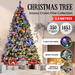 Swishmas Snowy Crown Pine 2.3m Multicolour Pre-Lit Christmas Tree with 1453 Tips - Occasions > Christmas > Christmas