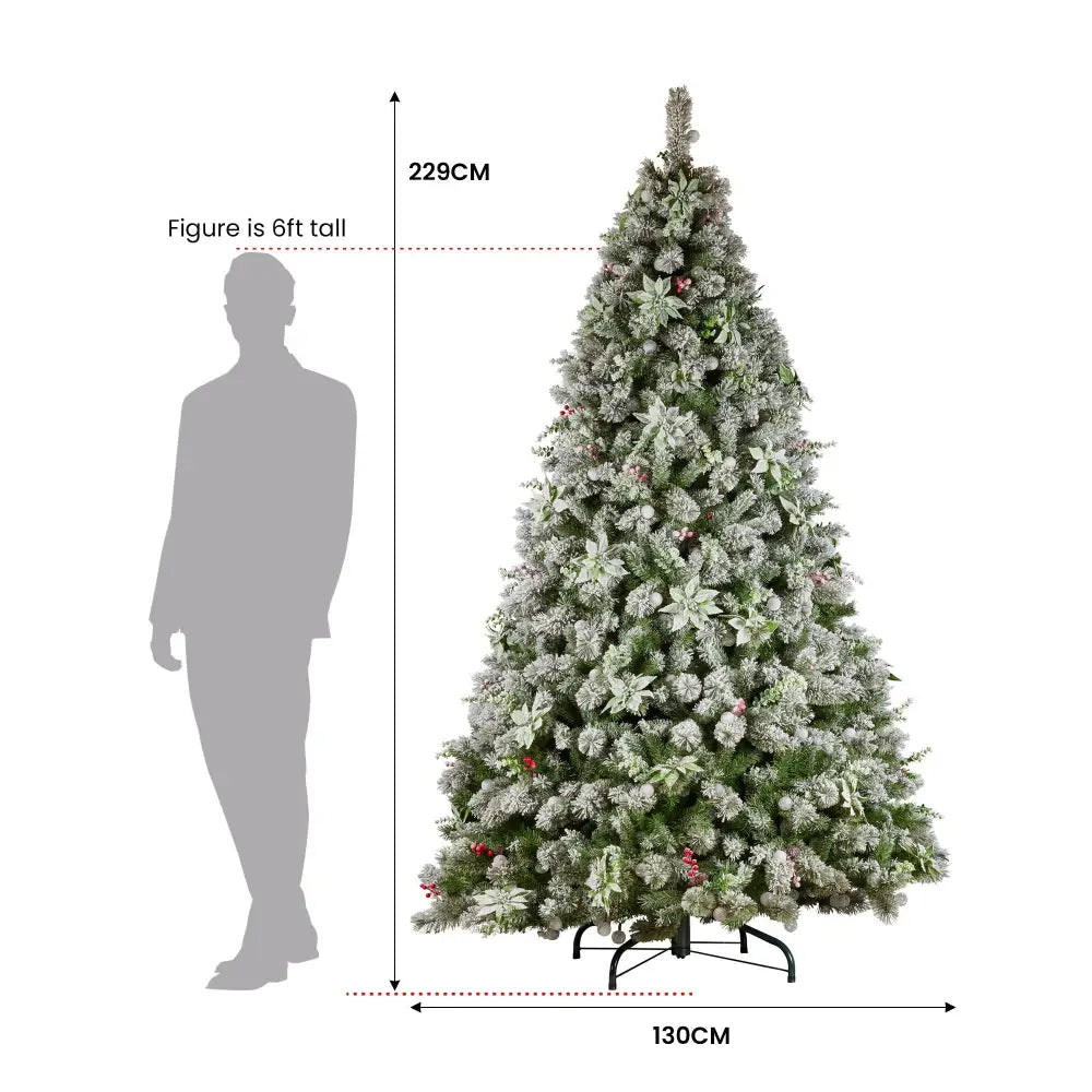 Swishmas Snowy Crown Pine 2.3m Multicolour Pre-Lit Christmas Tree with 1453 Tips - Occasions > Christmas > Christmas