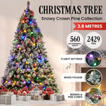 Swishmas Snowy Crown Pine 2.7m Multicolour Pre-Lit Christmas Tree with 2429 Tips - Occasions > Christmas > Christmas