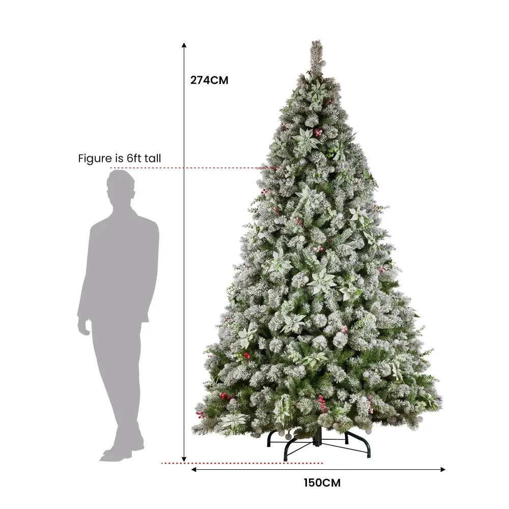 Swishmas Snowy Crown Pine 2.7m Multicolour Pre-Lit Christmas Tree with 2429 Tips - Occasions > Christmas > Christmas