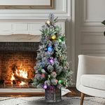 Swishmas Snowy Crown Pine Potted Christmas Tree 1.2m Multicolour Pre-Lit with Snowball Lights - Occasions > Christmas >