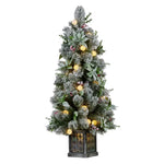 Swishmas Snowy Crown Pine Potted Christmas Tree 1.2m Multicolour Pre-Lit with Snowball Lights - Occasions > Christmas >